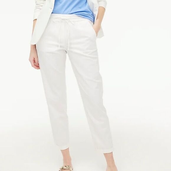J. Crew Tall linen-cotton blend drawstring pant - Picture 1 of 5
